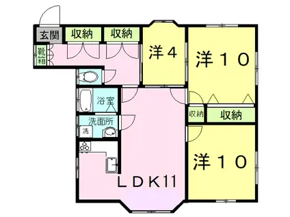吹田アパート(3LDK/2階)の間取り写真