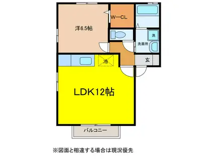 ウィルモア植松(1LDK/2階)の間取り写真