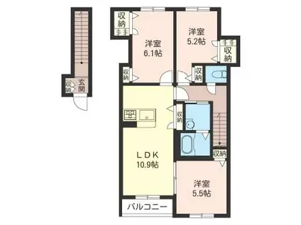 コーラルリーフA(3LDK/2階)の間取り写真