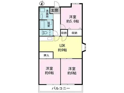 セゾンMT(3LDK/2階)の間取り写真