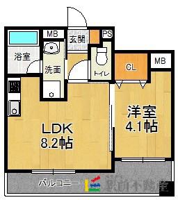 ビュークレスト佐賀駅前(1LDK/5階)の間取り写真