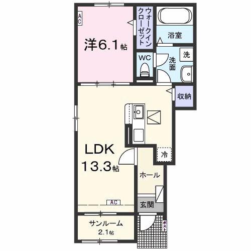 ベルカーナ 幸(1LDK/1階)の間取り写真