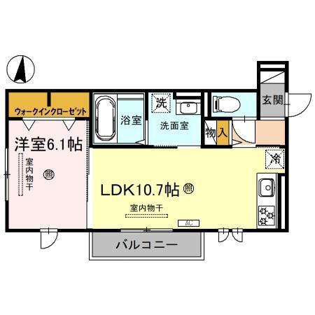 カルム アビタシオン北出島(1LDK/2階)の間取り写真