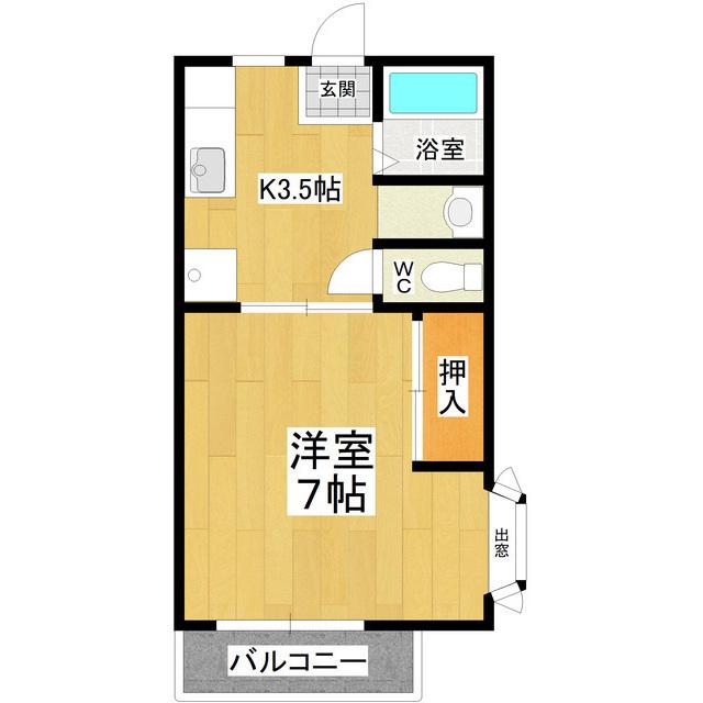 マイシティライフ21番館(1K/1階)の間取り写真