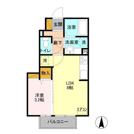 ルシール細谷D(1LDK/1階)の間取り写真