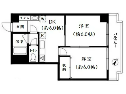 駒沢オリンピックマンション(2DK/2階)の間取り写真