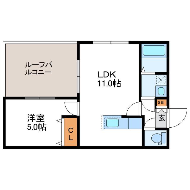 エスポワール216(1LDK/2階)の間取り写真