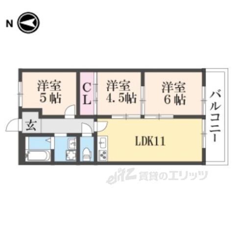 ライゼックス長浜2(2LDK/3階)の間取り写真