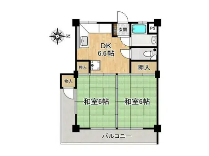 メルベーユ(2DK/2階)の間取り写真