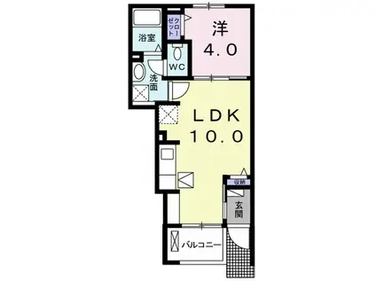 ウォールナット東福原B(1LDK/1階)の間取り写真
