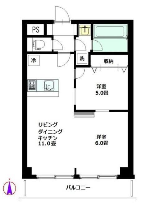 ハイホーム本陣(2LDK/2階)の間取り写真