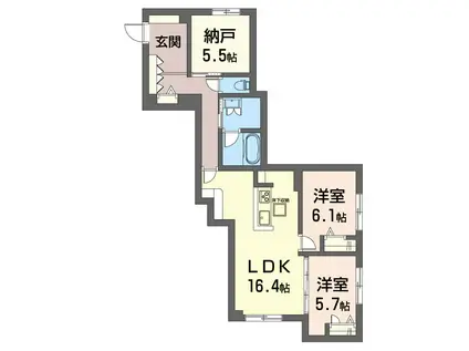 アコルデ弥勒寺(2SLDK/1階)の間取り写真