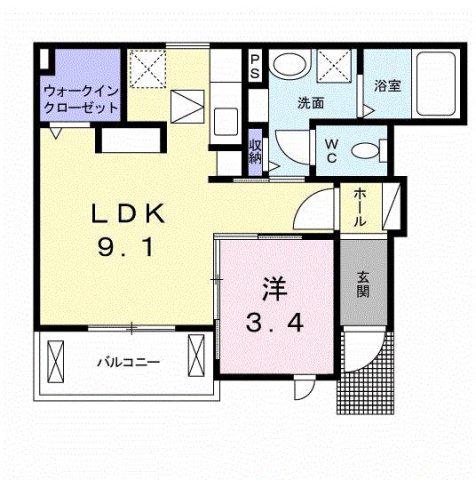 WILL LIFE B棟(1LDK/1階)の間取り写真