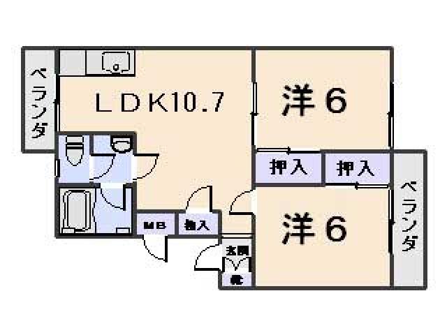 中川ハイツ(2LDK/2階)の間取り写真