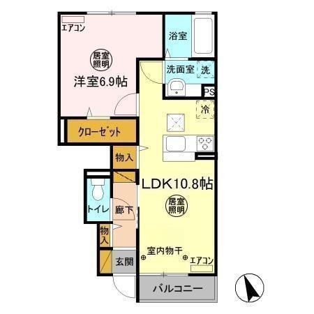 ドッグ グレイス コート(1LDK/1階)の間取り写真