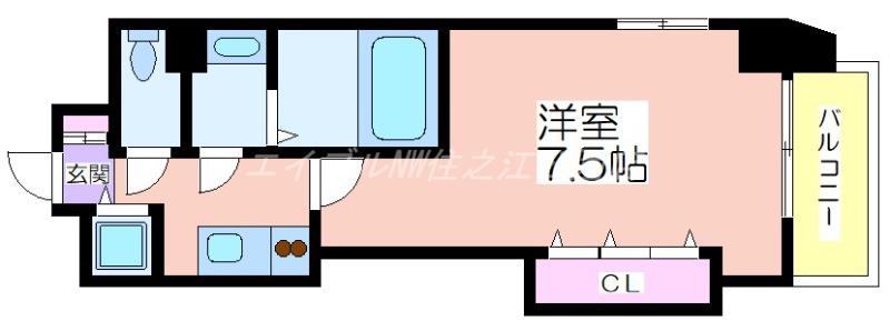 LUXE我孫子(1K/2階)の間取り写真