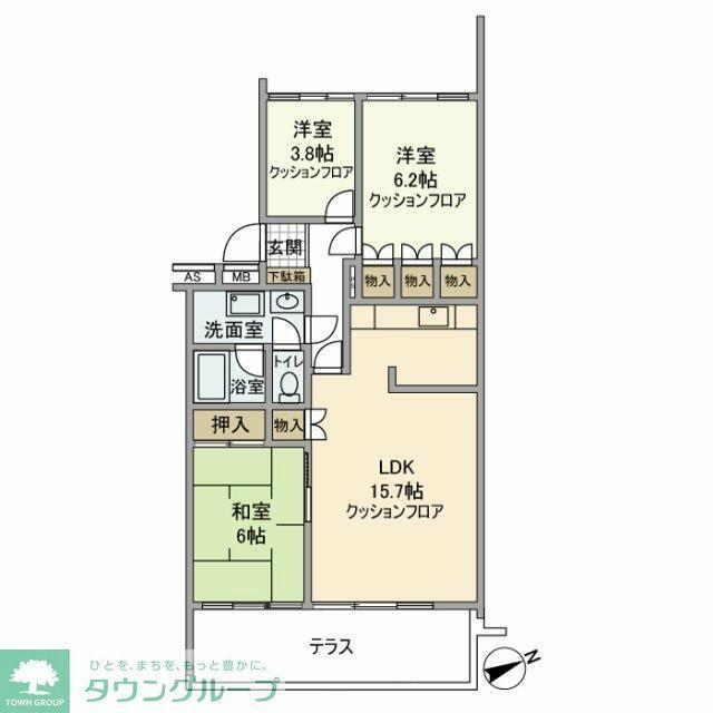 聖蹟桜ケ丘ガーデンホーム(3LDK/3階)の間取り写真