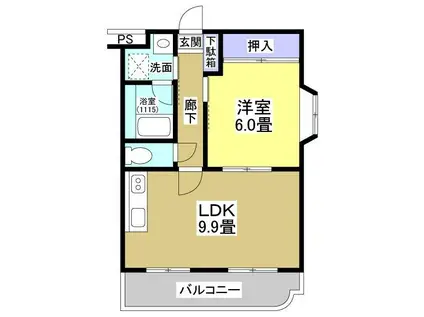 エクセル・パル(1LDK/2階)の間取り写真