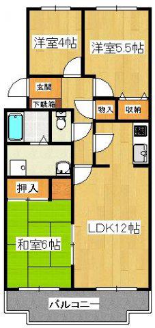 近藤マンション(3LDK/4階)の間取り写真