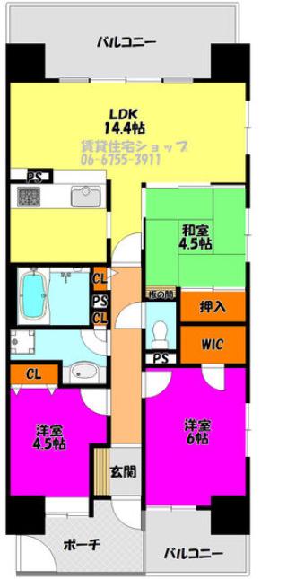 ファミール上町台パークサイド(3LDK/8階)の間取り写真