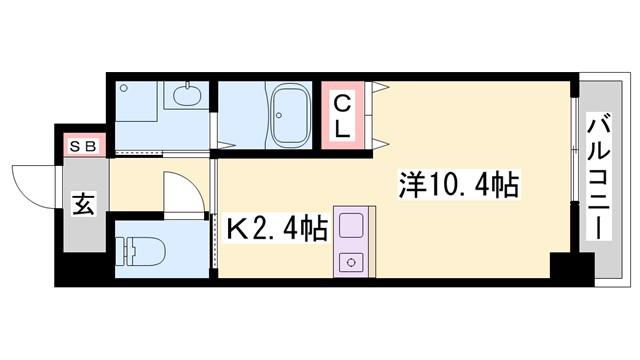 インタービレッジ高岡駅前(ワンルーム/4階)の間取り写真