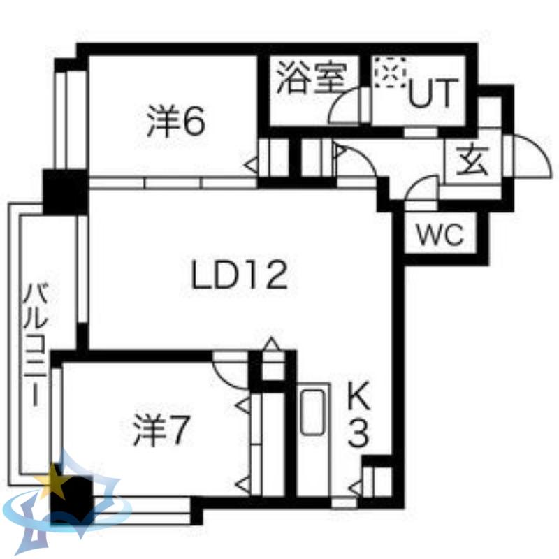 ノヴァ知事公館前(2LDK/8階)の間取り写真