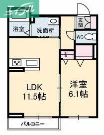 ブルーム津島福居(1LDK/2階)の間取り写真