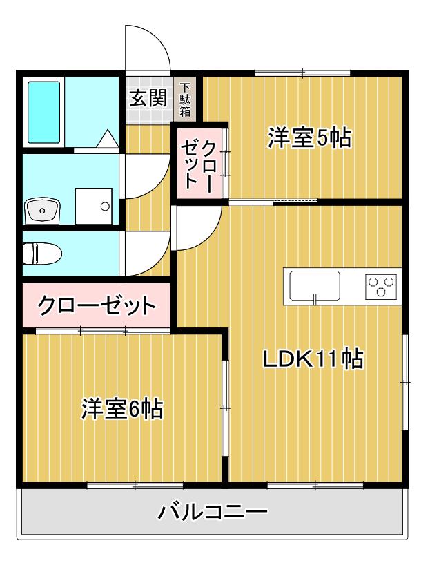 MSマンションB(2LDK/3階)の間取り写真