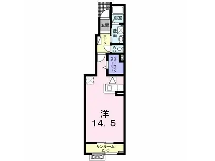 フェイシス横越II(ワンルーム/1階)の間取り写真