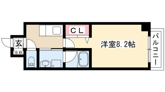 エルスタンザ千代田(1K/8階)の間取り写真