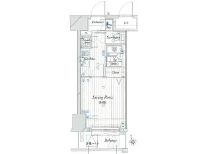 THEパームス東武練馬(1K/5階)の間取り写真