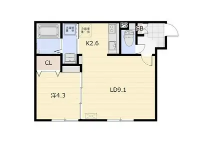 SYMPATHY(1LDK/3階)の間取り写真