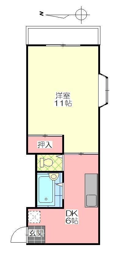 やまなみはる樹ビル(1DK/4階)の間取り写真