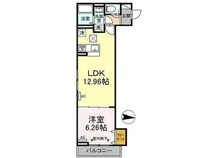 ヴィルソレイユ西荻1・2(1LDK/1階)の間取り写真