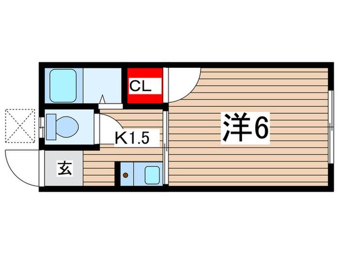 マロンハイデンス(1K/1階)の間取り写真