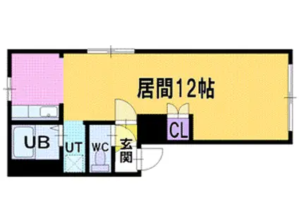 ヒバリガオカB棟(1K/4階)の間取り写真