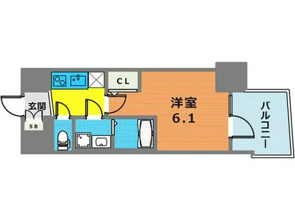 セレニテ三宮リアン(1K/11階)の間取り写真