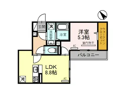 セレーノ南甲子園(1LDK/3階)の間取り写真