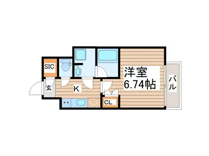 リージア上杉一丁目(1K/5階)の間取り写真