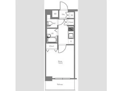 プレール・ドゥーク文京本駒込(1K/6階)の間取り写真