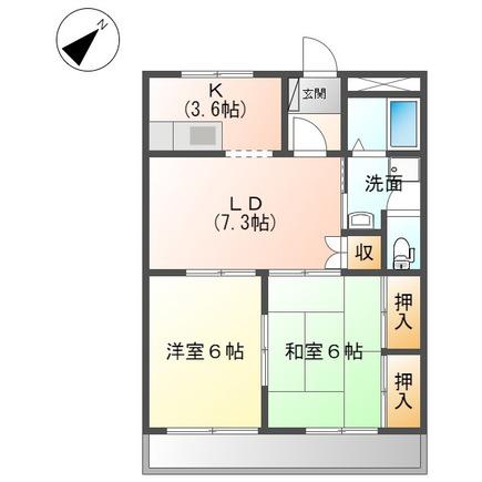 コーポ清和(2LDK/3階)の間取り写真