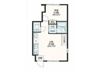 AURORA(1LDK/1階)の間取り写真