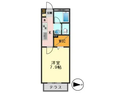 アインス(1K/1階)の間取り写真