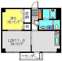 マンション川口(1LDK/3階)の間取り写真