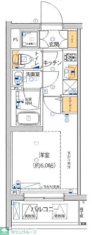 ライジングプレイス綾瀬(1K/2階)の間取り写真