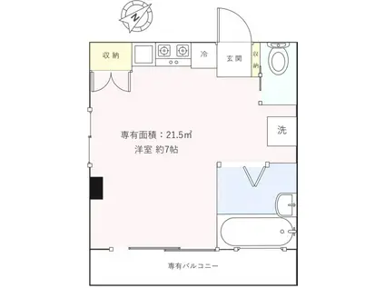 パセオ東高円寺 キャン再募 浴乾 追炊 BT別 角(ワンルーム/2階)の間取り写真