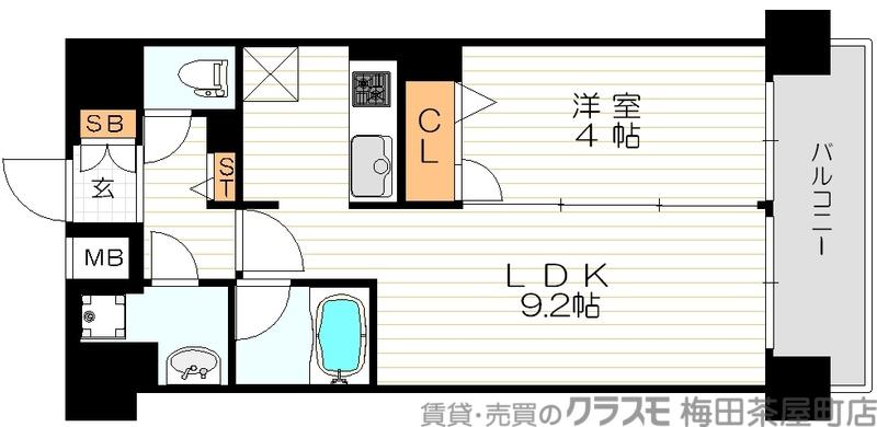 ランドセントラル梅田(1LDK/7階)の間取り写真