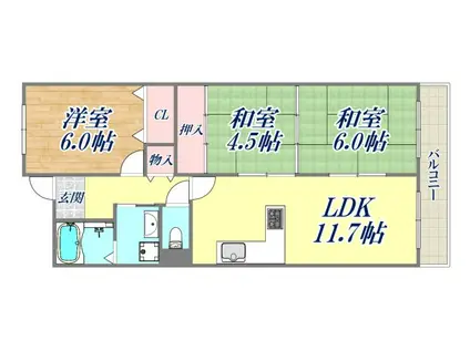 CASA香枦園(3LDK/1階)の間取り写真