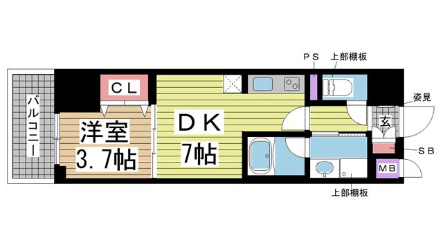 レオンコンフォート神戸駅前(1DK/5階)の間取り写真