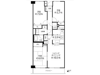 TS GARDEN横浜岸根公園(3LDK/4階)の間取り写真